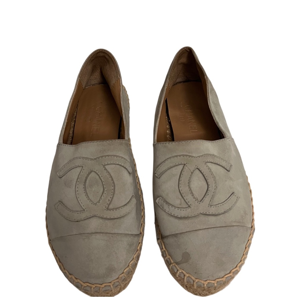 Chanel Gray Espadrille Flats size 38/7.5